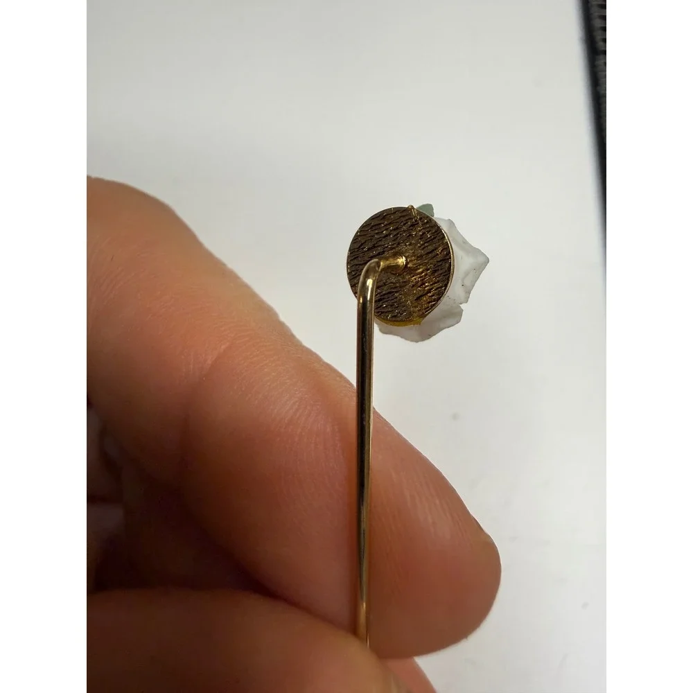 Porcelain Rose Stick Pin Gold Tone Pink White Floral Lapel Scarf Hat Pin
